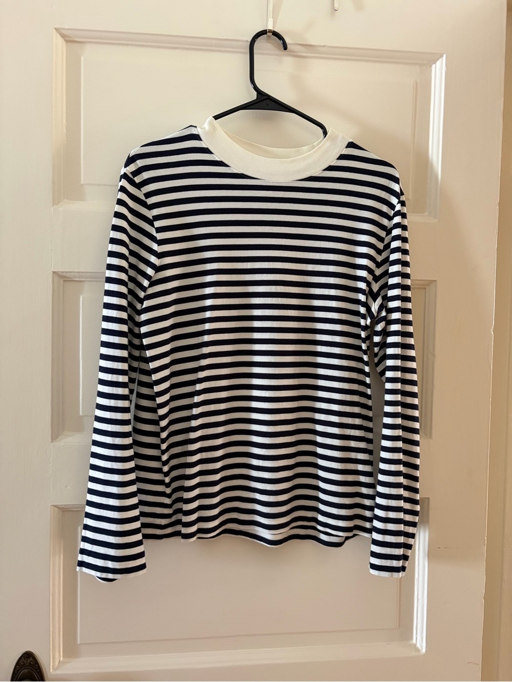 COS Striped Long-Sleeve Crewneck Top in Black & White